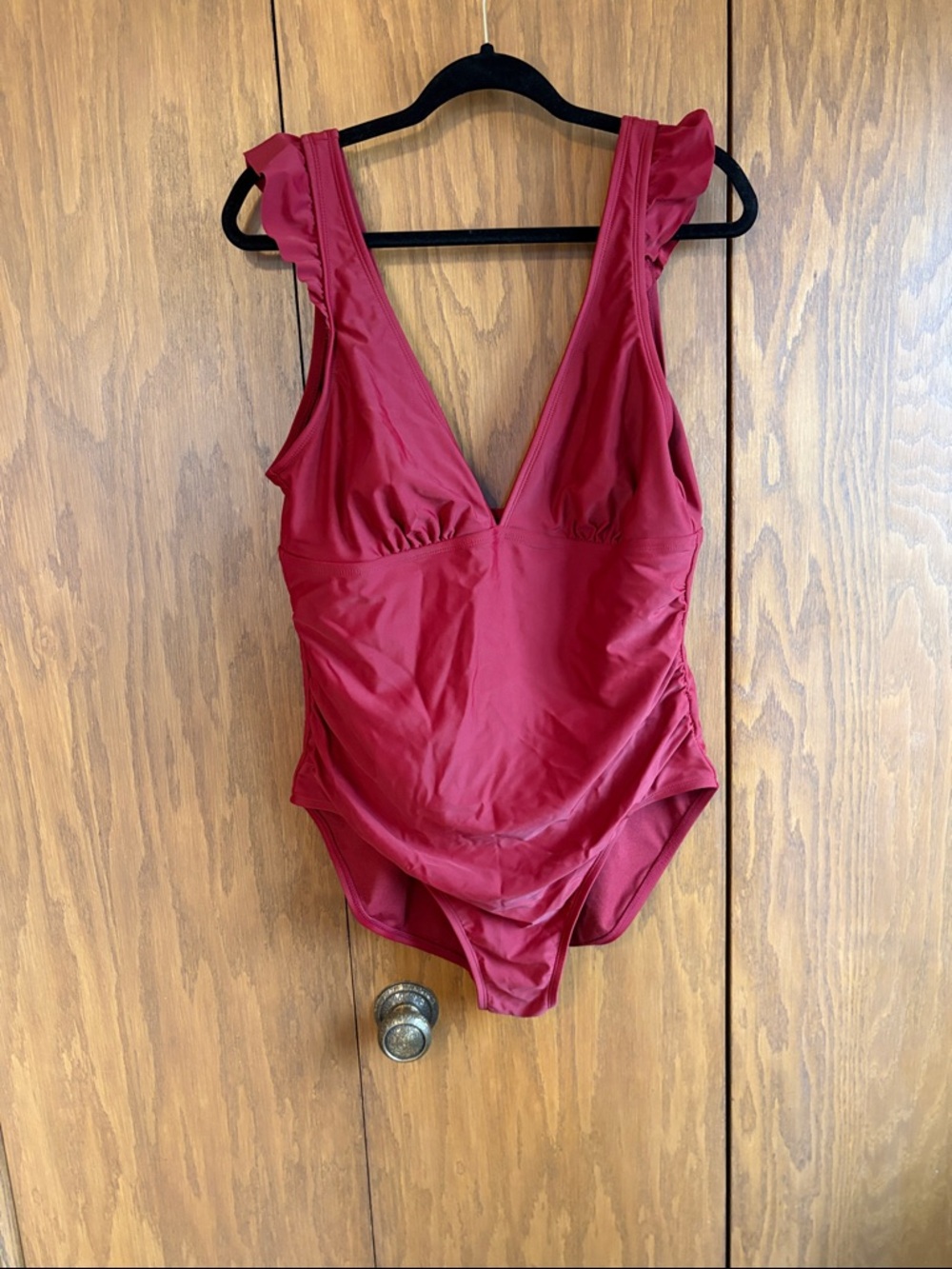 Kona Sol Deep V One-Piece Swimsuit - Wine Red